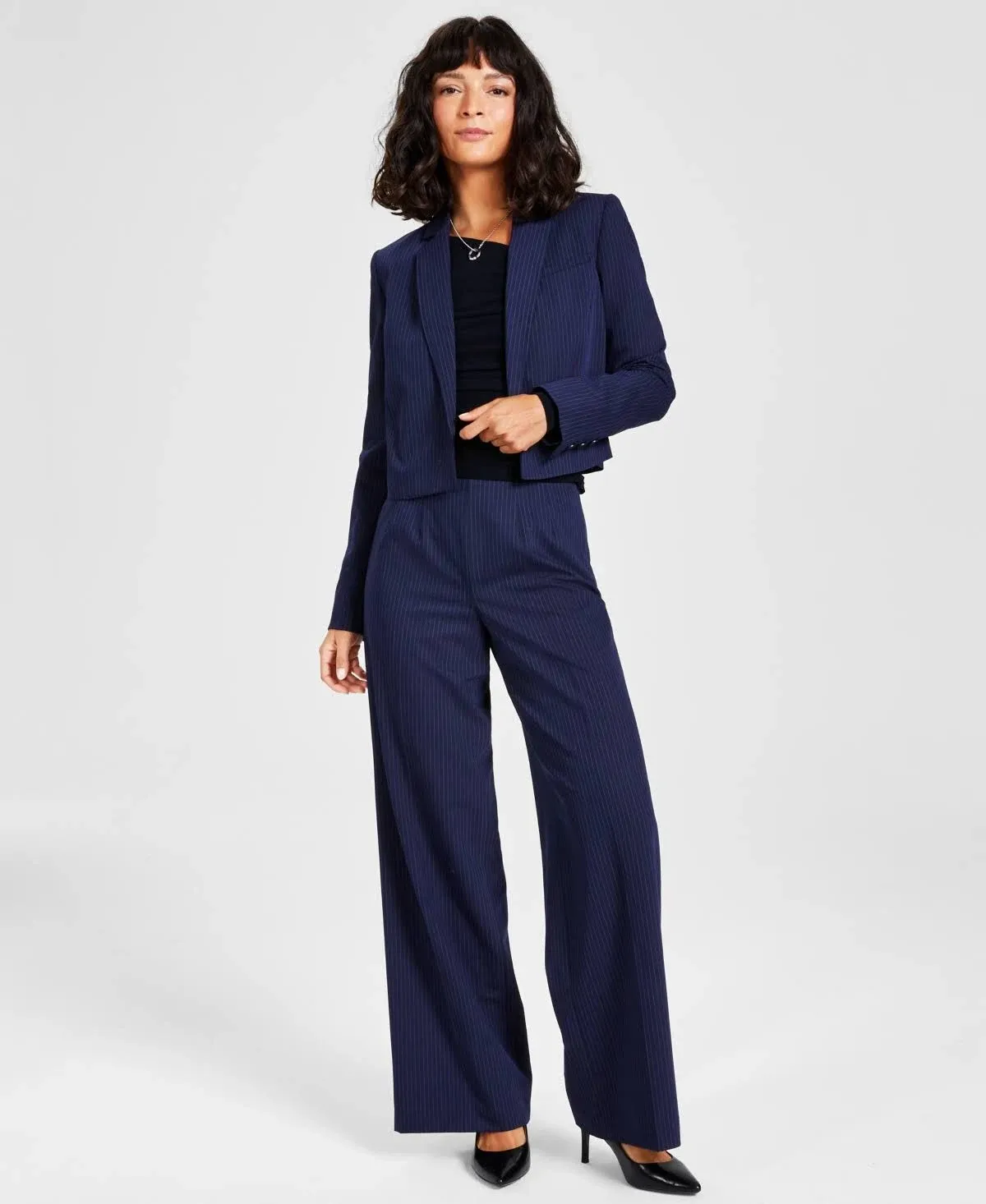 Calvin Klein Women's Cropped Shoulder Pad Blazer