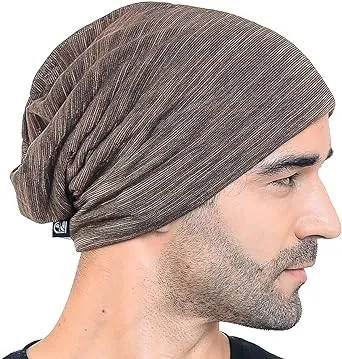 Men Slouch Hollow Beanie Thin Summer Cap Skullcap B018h Medium, 011h-brown 