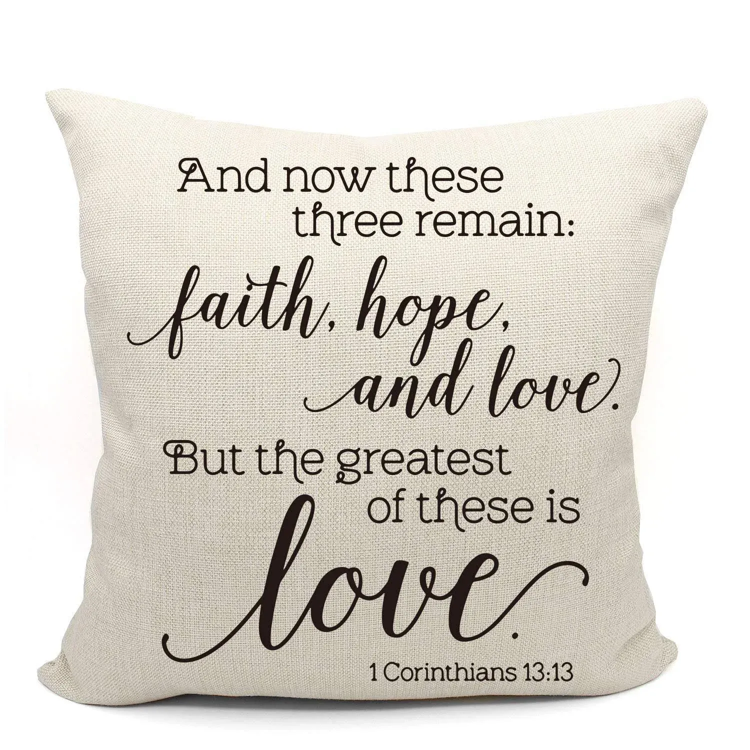 Mancheng-zi Inspirational Saying Faith Hope and Love Bible Throw Pillow Case ...