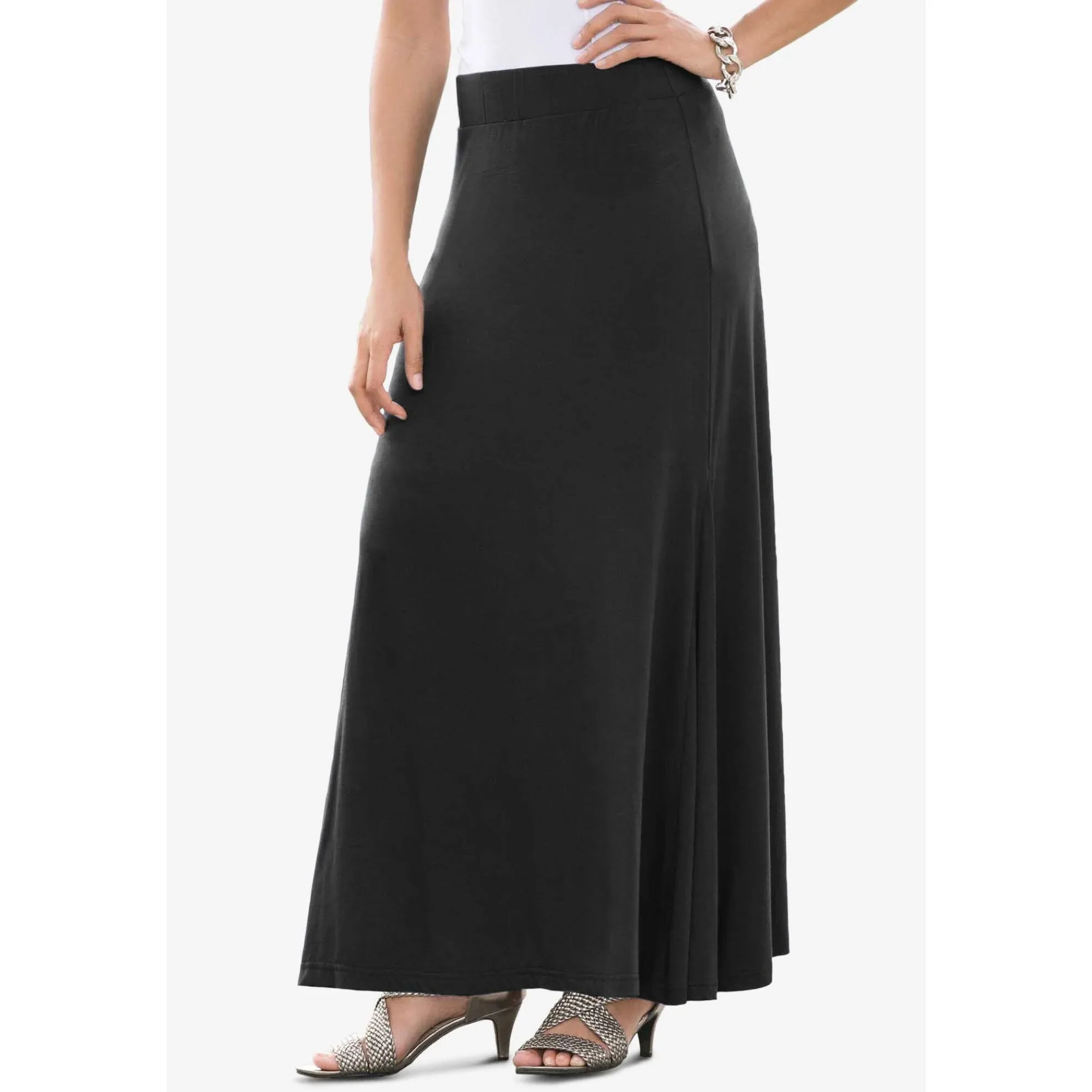 Jessica London Women's Plus Size Everyday Knit Maxi Skirt, 22/24 - Black