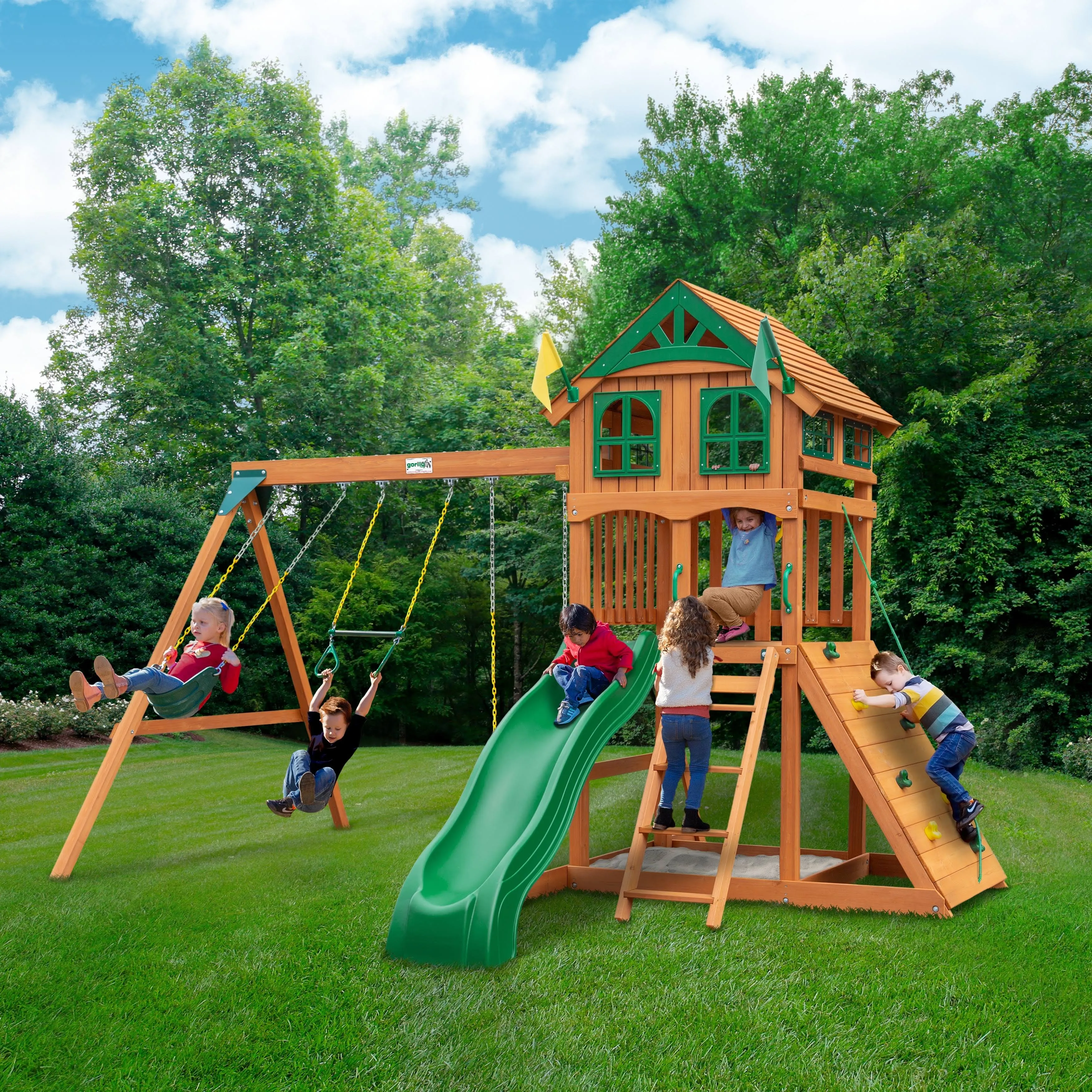 Gorilla Playsets Avalon 01-1078 Wood Swing Set with Wood