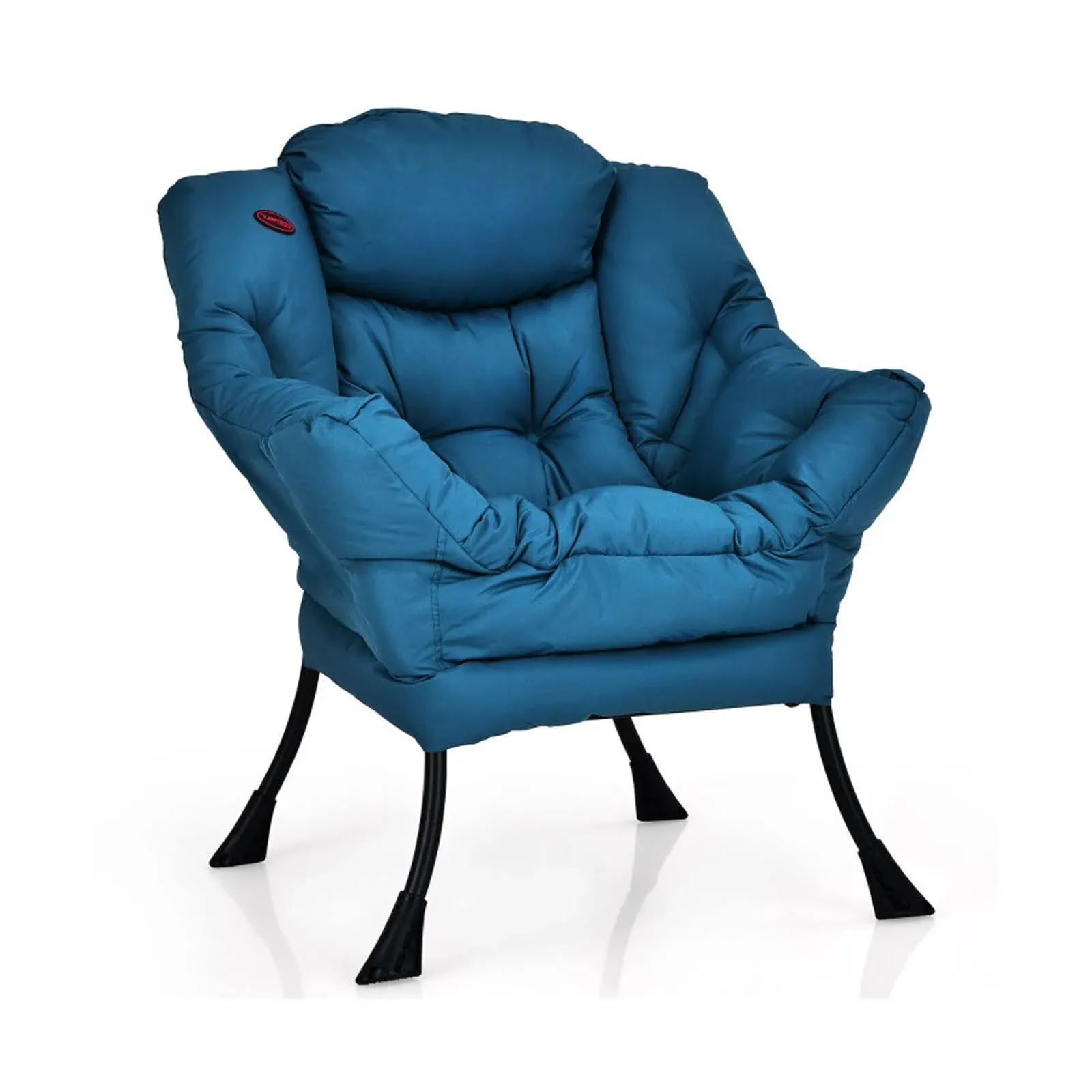 Modern Polyester Fabric Lazy Chair with Side Pocket-Navy