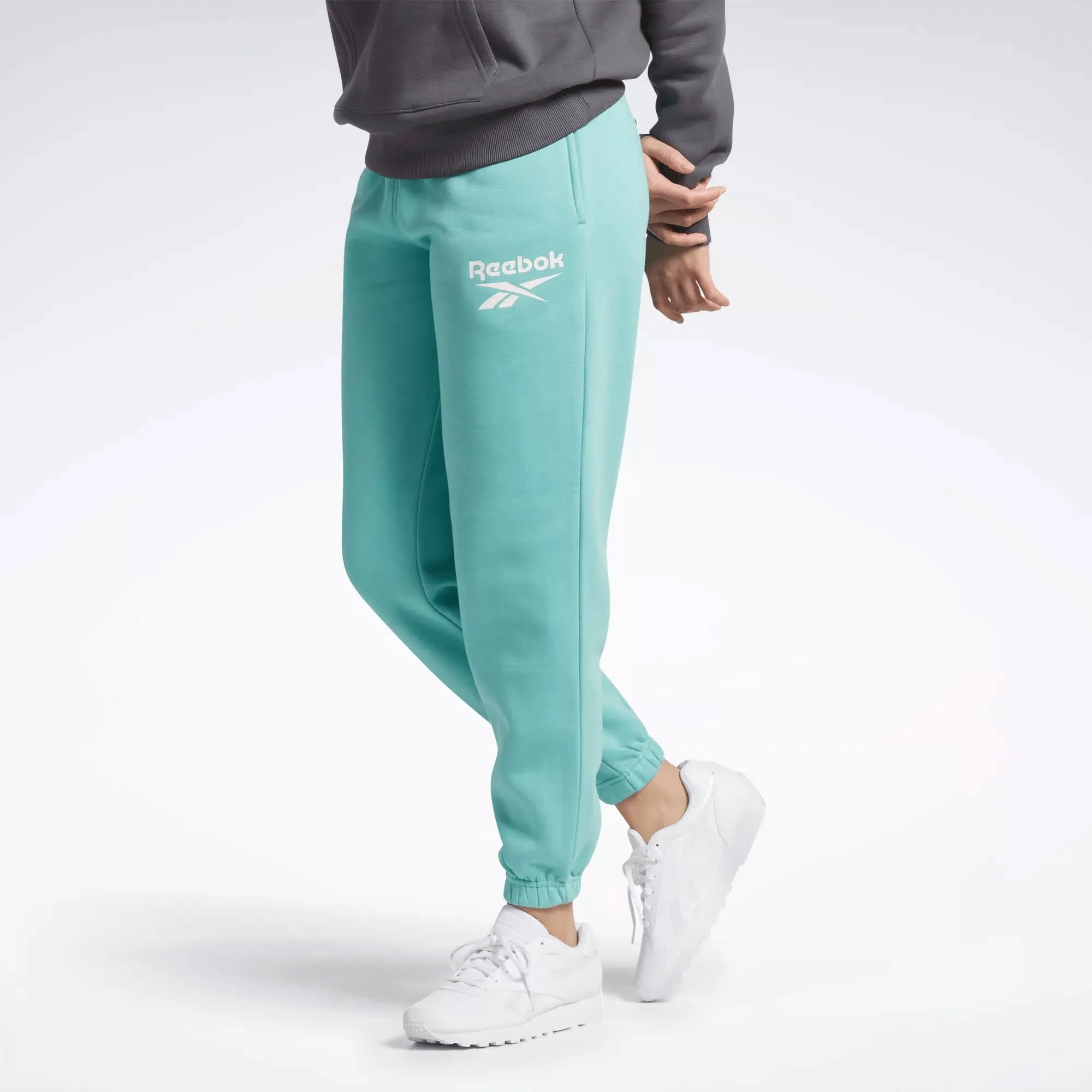 Reebok SEMI CLASSIC TEAL/WHITE LOGO Women&#039;s Standard Fleece Joggers, 2XL