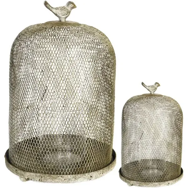 A&amp;B Home Iron Mesh Candle Lanterns (Set of 2) Silver