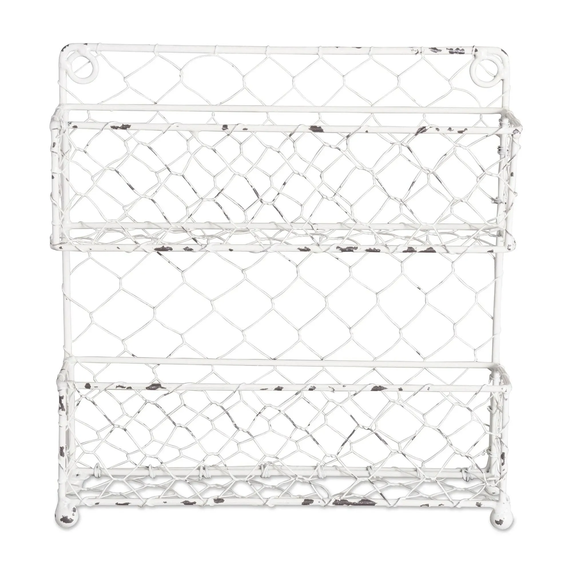 Two-Tier Chicken Wire Spice Rack - Antique White