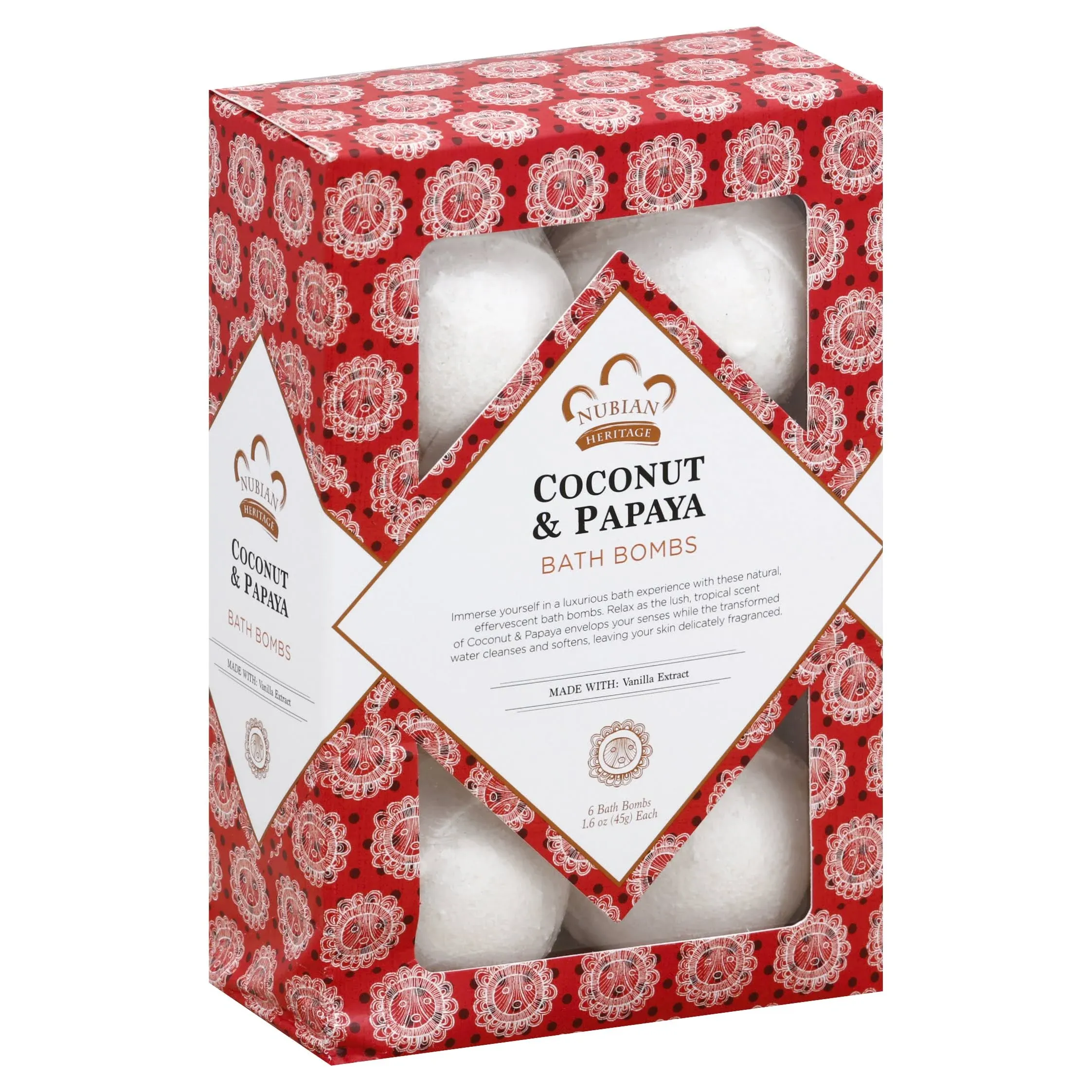 Nubian Heritage Coconut & Papaya Bath Bombs 6 ct