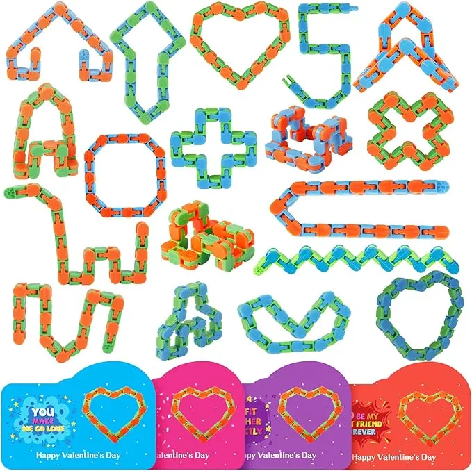 Feltom 28 PCS Valentines Day Gifts for Kids - Wacky Tracks Fidget Toy Valenti...