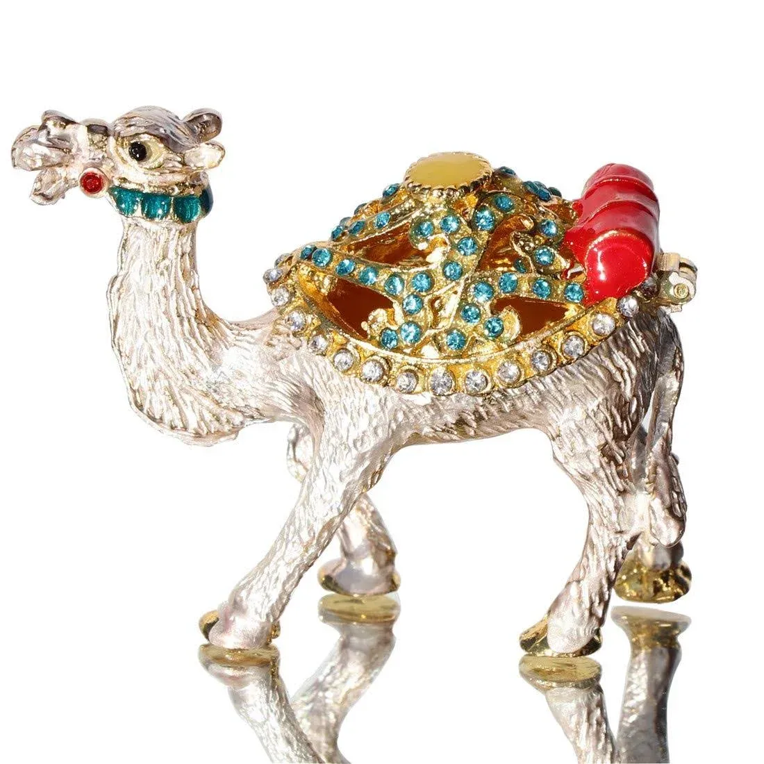 Waltz&F Bejeweled Camel Trinket Box Hand Painted Collectiable Figurines Decor Box With Crystals Ornaments