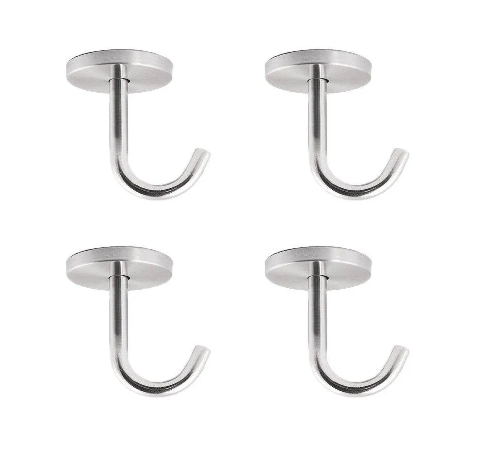 Black Edition Stainless Steel Screws Mount Ceiling Hooks, Coat Hanger (2 INCH, 4 Pack)