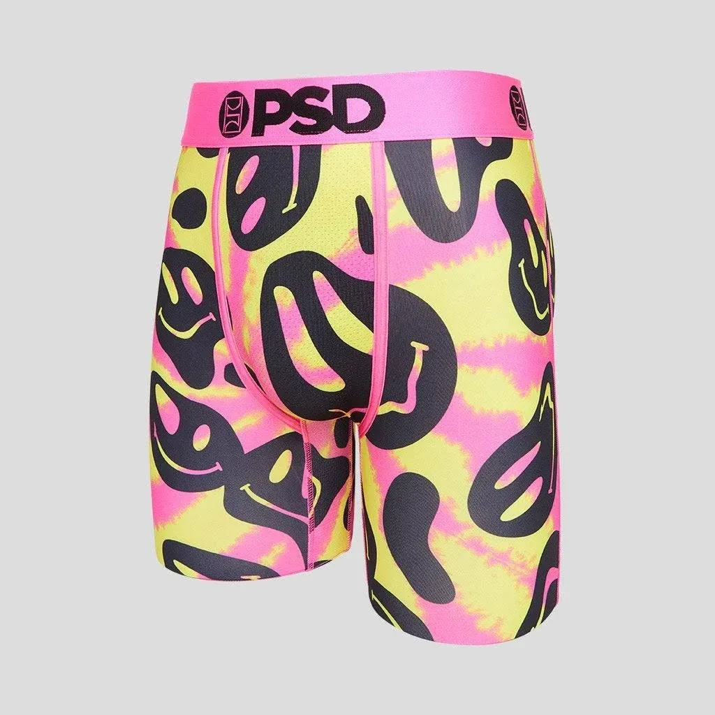 PSD Men's Smiley Print Boxer Briefs - 7 Inch Inseam Breathable and Supportive Men's Underwear with Moisture-Wicking Fabric