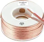 AONELAS Kinter Cable 100ft 16-Gauge Audio Stereo Speaker Wire Cable, 100 Feet, 30.48 Meters, 2 Conductor, Polarity MARKED, Flexible Clear PVC, CCA,