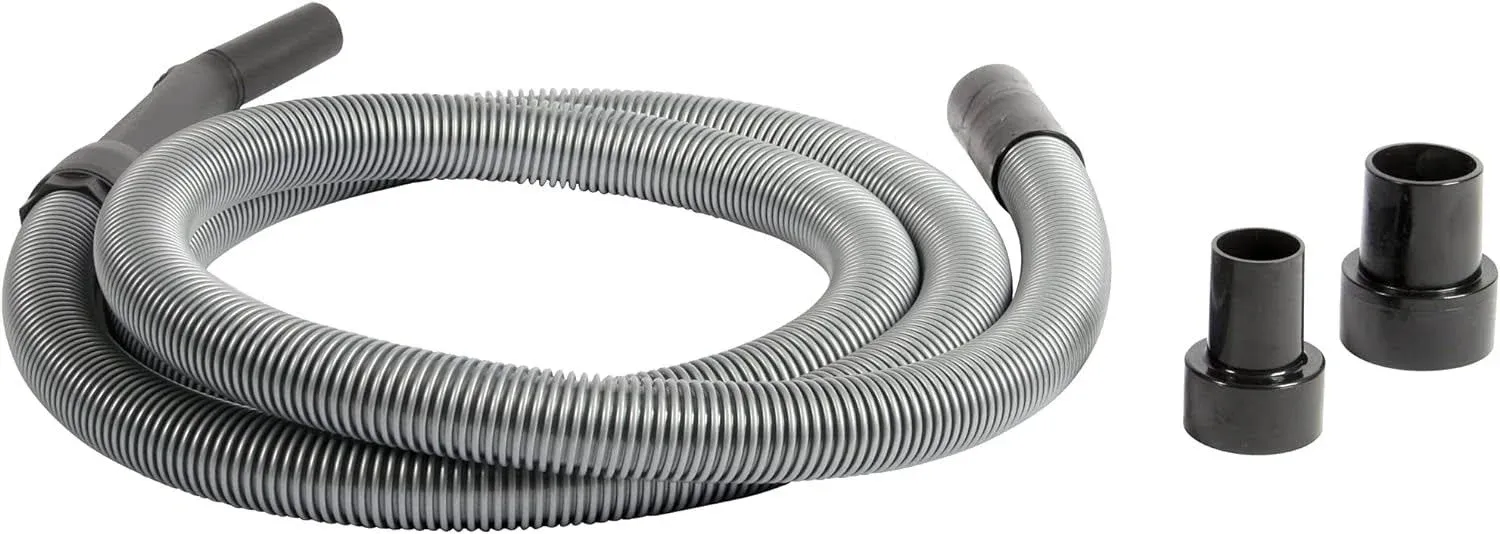 Cen-Tec Systems 30 ft. Premium Shop Vacuum Extension Hose with 2 Tank Adapters and 1.25" Curved End, Silver