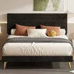 LIKIMIO Bed Frame Queen size, Upholstered Queen Platform Bed with Headboard Heavy ...