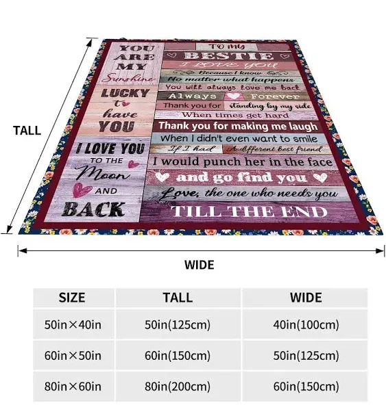 to My Best Friends Blanket Birthday Gifts for Best Friend Women Bestie Blanket Friendship Gifts for Women Friend Inspiration Blanket Christmas Thanksgiving Gifts Blanket 50"x60"