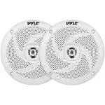 Pyle Marine Speakers - 4 Inch 2 Way Waterproof and Weather Resistant Outdoor Audio Stereo Sound System with LED Lights, 100 Watt Power and Low Profile Slim Style - 1 Pair - PLMRS43WL (White)