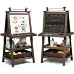 Costway 3 in 1 Double-Sided Wooden Kid's Art Easel Whiteboard Coffee