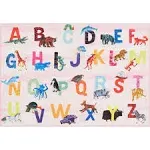 Eric Carle Elementary Pink Alphabet Kids Machine Washable Area Rug Pink/Blue, 4'11"x6'6"