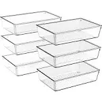 6 Pack Large Clear Plastic Drawer Organizer Trays, Acrylic Kitchen Drawer Organi