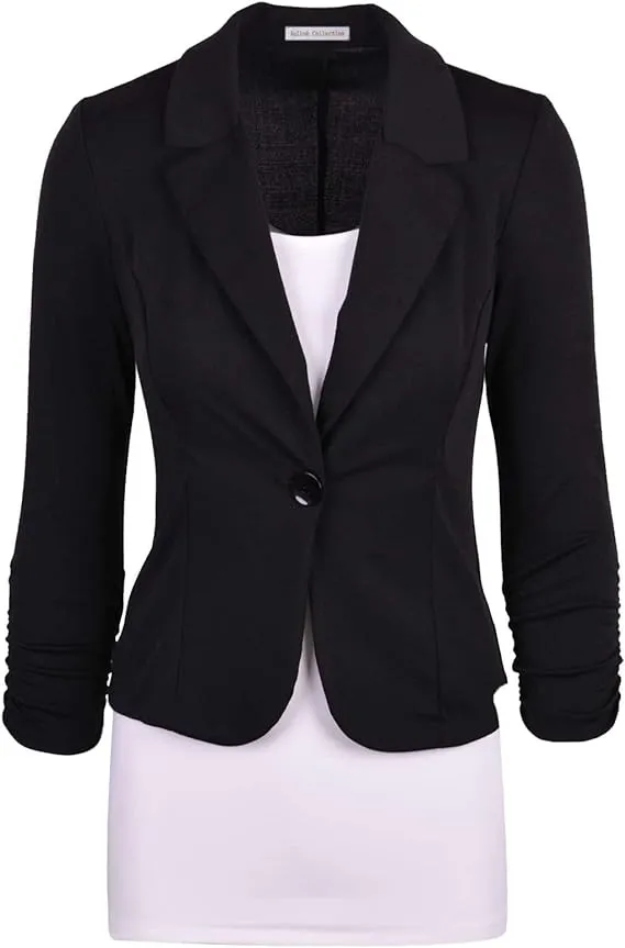 Auliné Collection Women's Casual Work Solid Color Knit Blazer