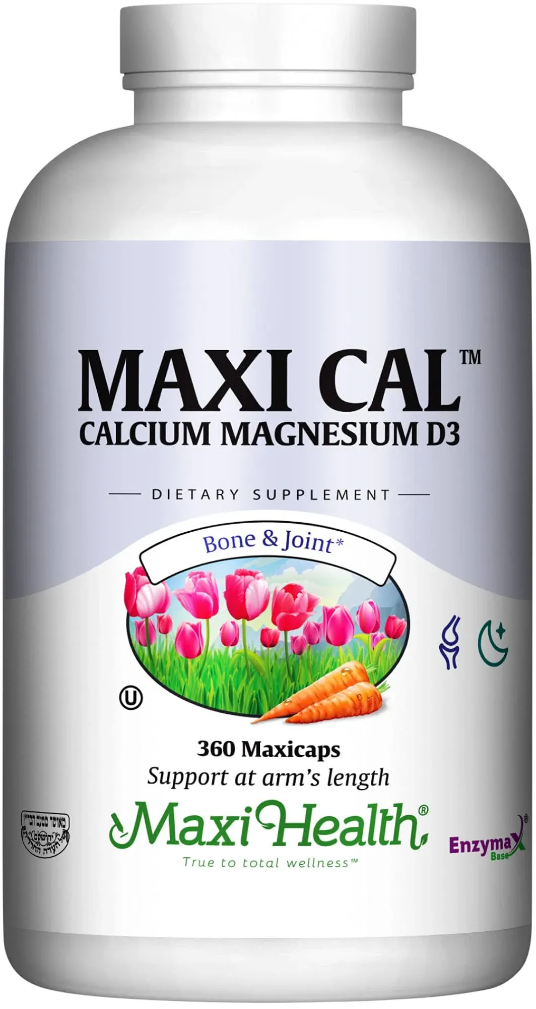 Maxi Health Calcium 1000 mg Supplement with Vitamin D3 (1000 IU) and Magnesium (500 mg) - Bone, Teeth and Joint Support for Men and Women - 360 Capsules - Maxi Cal