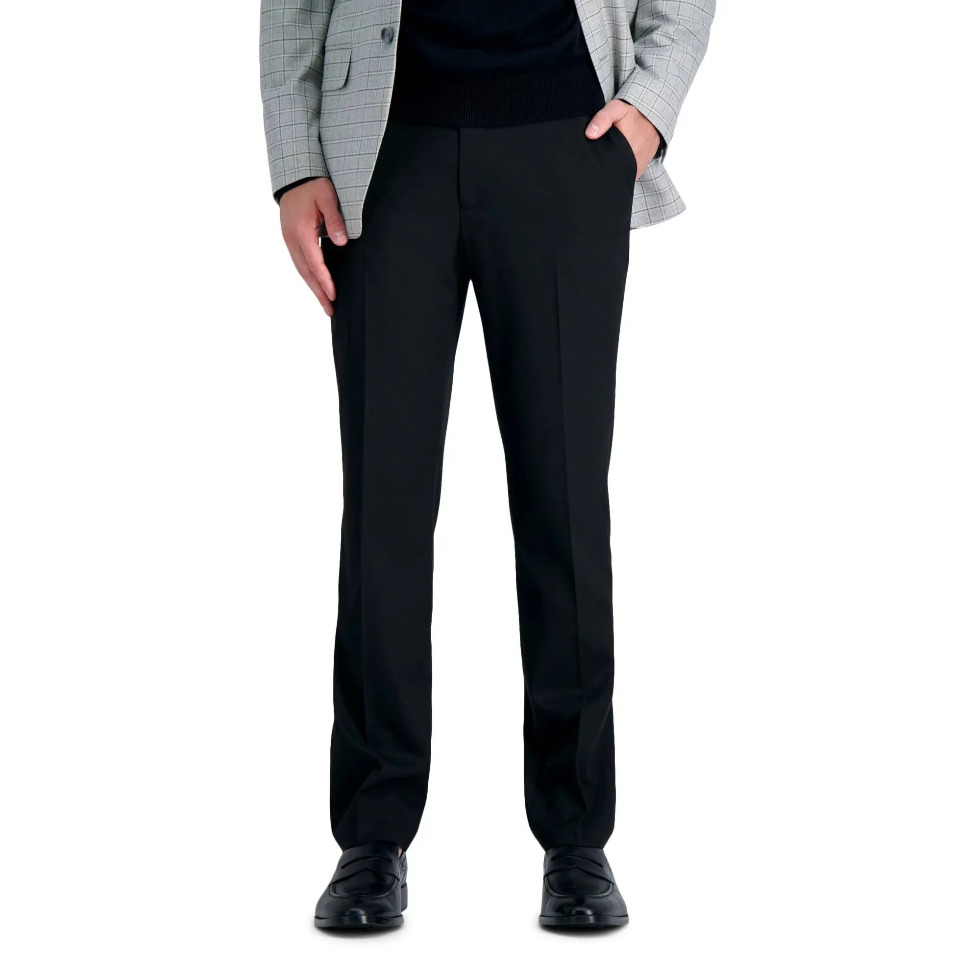 Haggar Men's Premium Straight Fit 4-Way Stretch Expandable Waistband Dress Pant