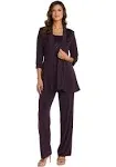 R&M Richards Women's Lace Ity 2 Piece Pant Suit, Pewter / 16