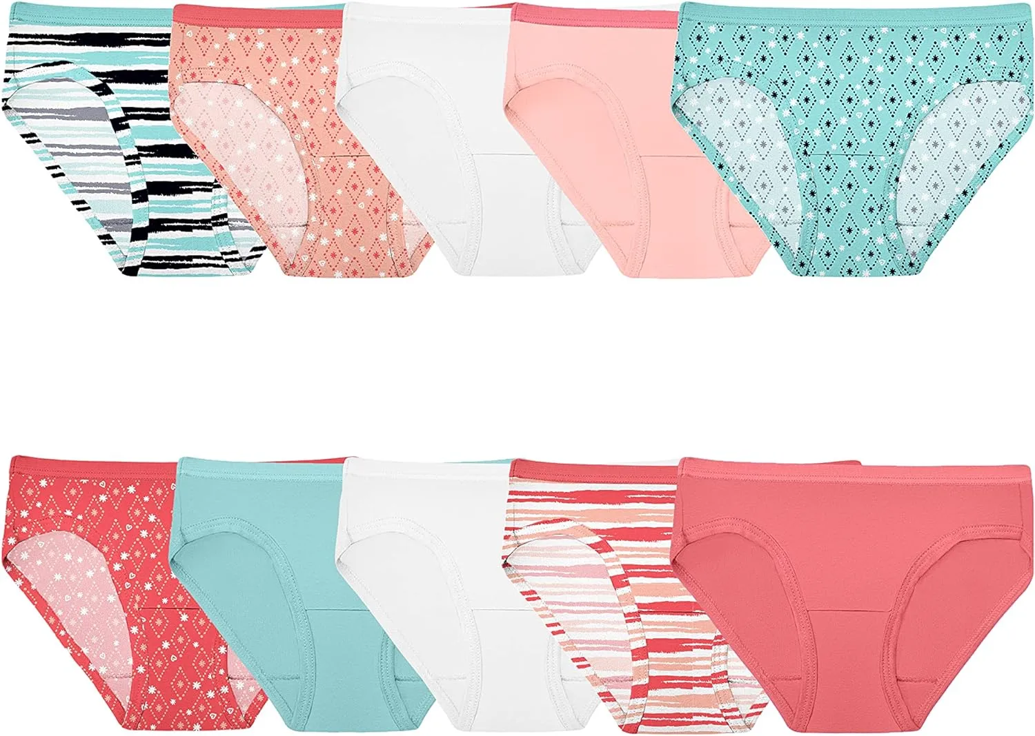 Fruit of The Loom Girls Cotton Hipster Underwear 10 Pack