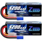 Zeee 3S Lipo Battery 5200mAh 11.1V 80C with EC5 Connector Hard Case Battery for RC Car Boat Truck Helicopter Airplane Racing Models