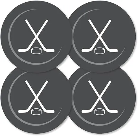 Big Dot of Happiness Shoots and Scores - Hockey - Puck Decorations DIY Baby Shower or Birthday Party Essentials - Set of 20