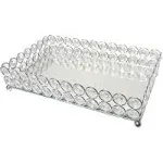 Elegant Designs HG1010-CHR Elipse Crystal Decorative Mirrored Jewelry or Makeup Vanity Organizer Tray; Chrome