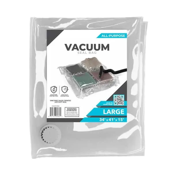 Pratt Retail Specialties Large Clear Plastic Vacuum Space Saver Storage Bag HDVACSTORLG