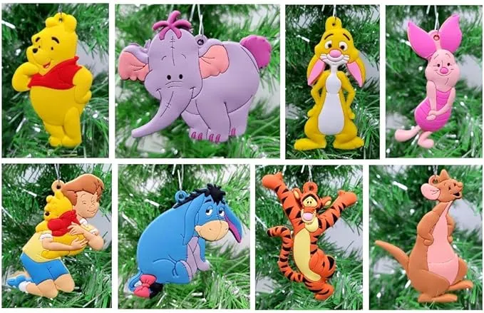 Winnie the Pooh Ornament Set w Eeyore, Roo, Tigger, Piglet, Rabbit, Heffalump