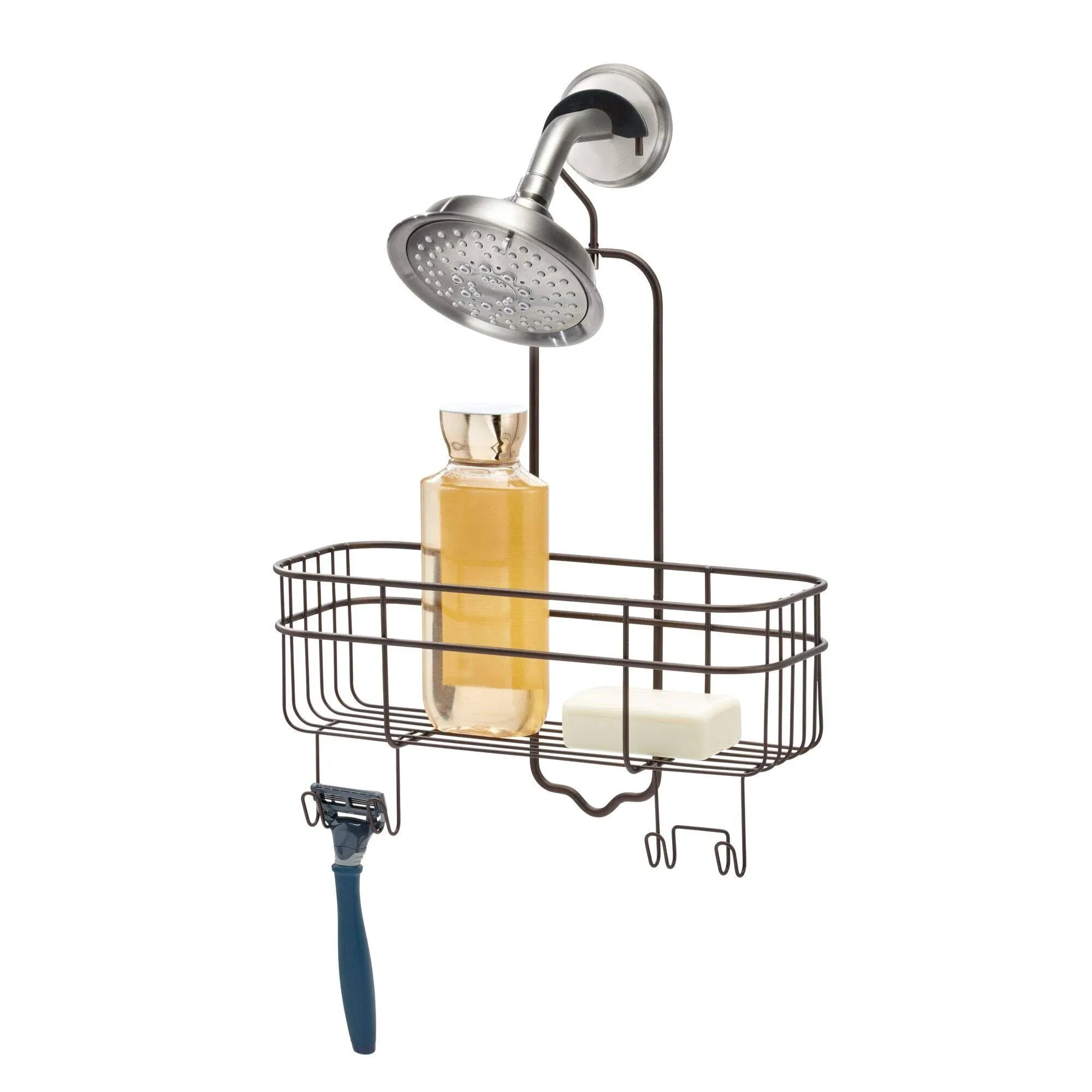 iDesign InterDesign Hanging Organizer with Swivel Hook and Storage Basket for Bathroom Bronze Euro Shower Caddy