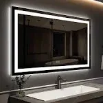 RoomTec 36 x 30 Inches LED Bathroom Mirror with Front and Backlit,Anti-Fog,3 Colors and Dimmable Light(Horizontal/Vertical)