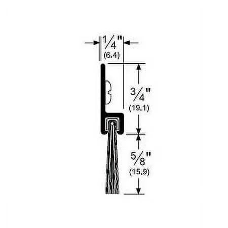 Brush Door Sweep Anodized Aluminum 3 ft. Length, 3/4&#034; Flange Height, 5/8&#034; Insert