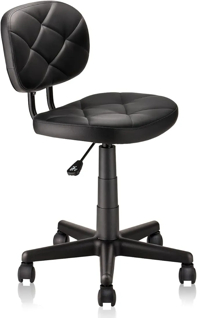 Round Rolling Stool with Adjustable Height and Pu Leather Backrest Swivel Stool Chair for Salon Tattoo Work Office Massage Black