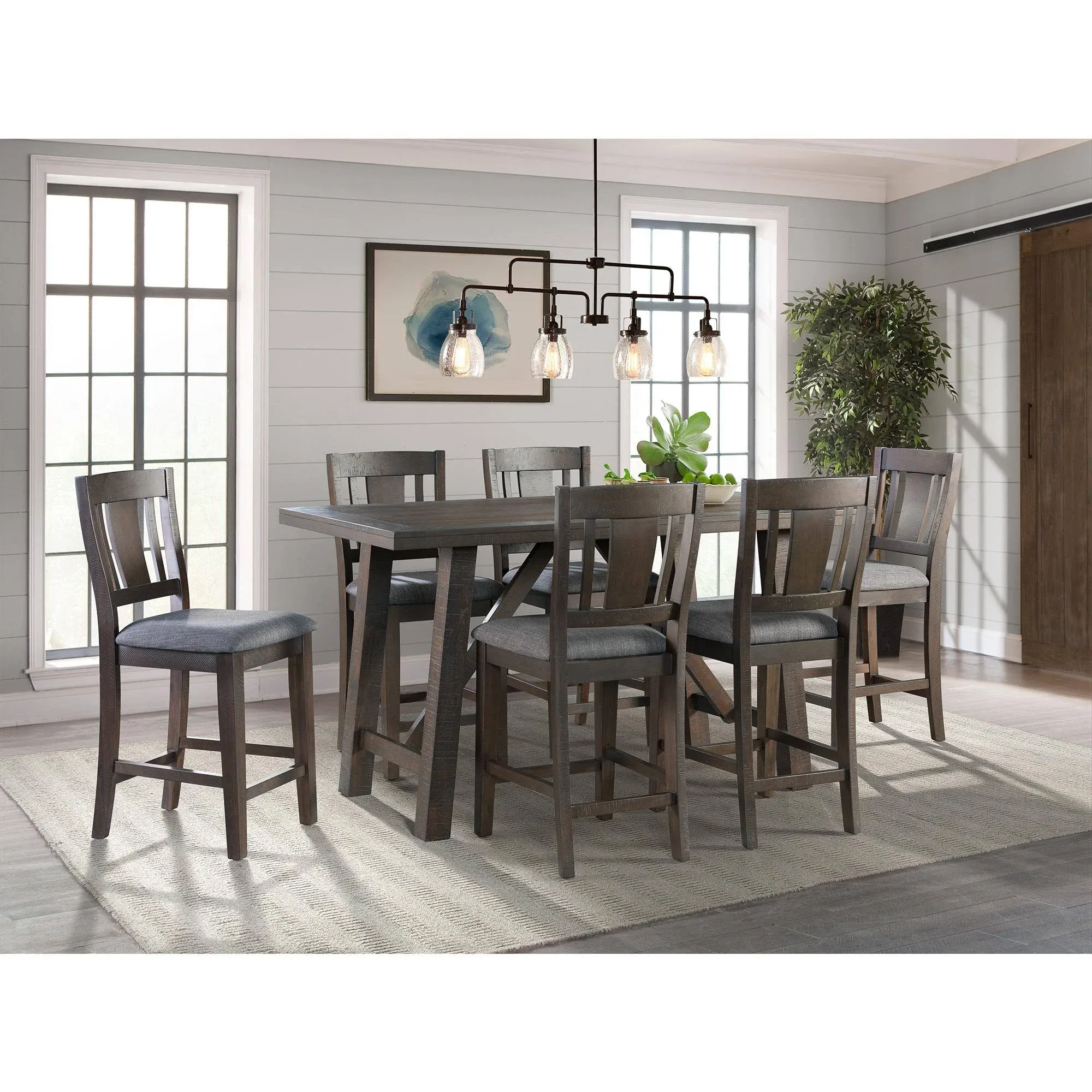 Picket House Furnishings Carter Counter Height 7PC Dining Set-Table & Six Chairs