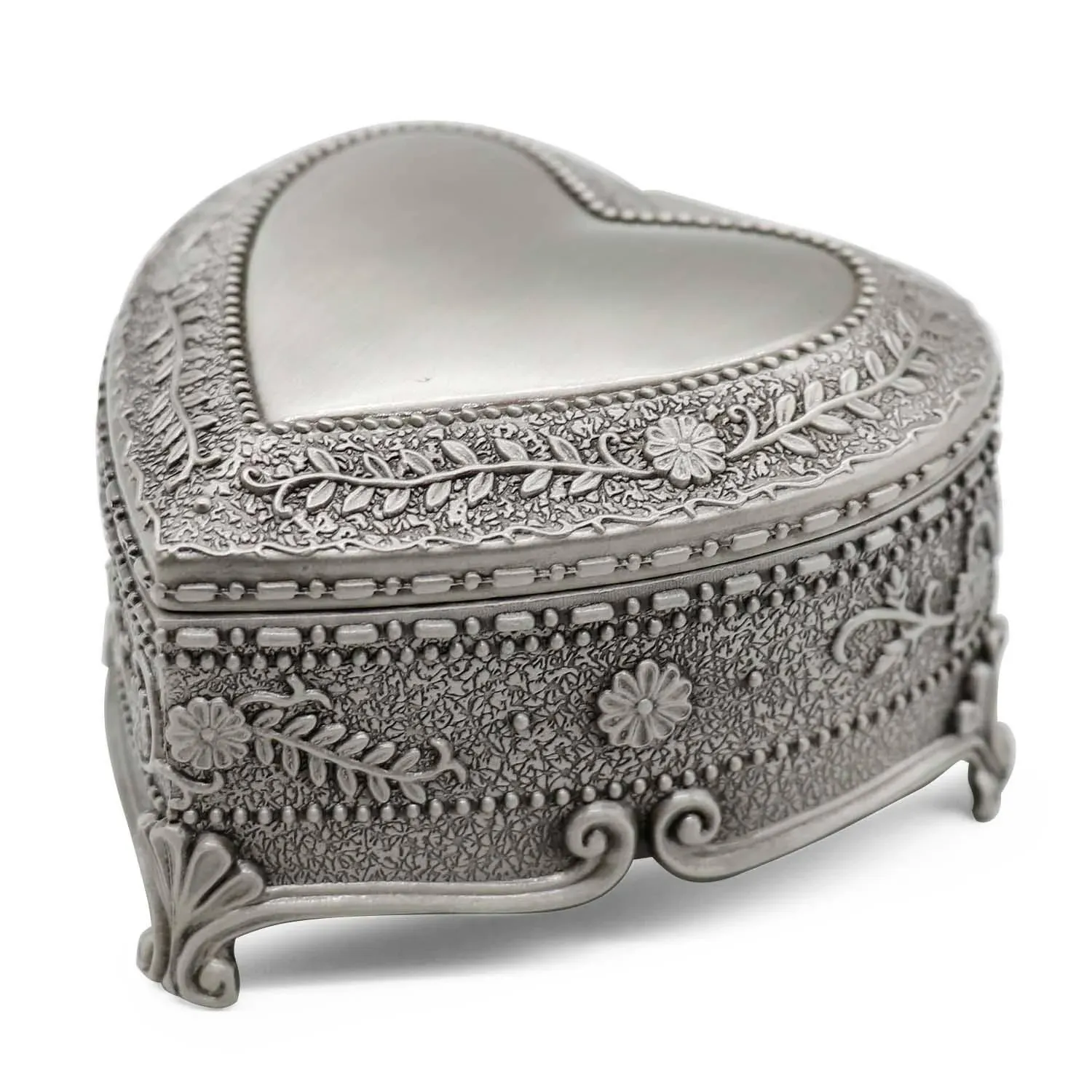 Classic Vintage Heart Shape Metal Jewelry Box Ring Trinket Storage Organizer Chest Christmas Gift