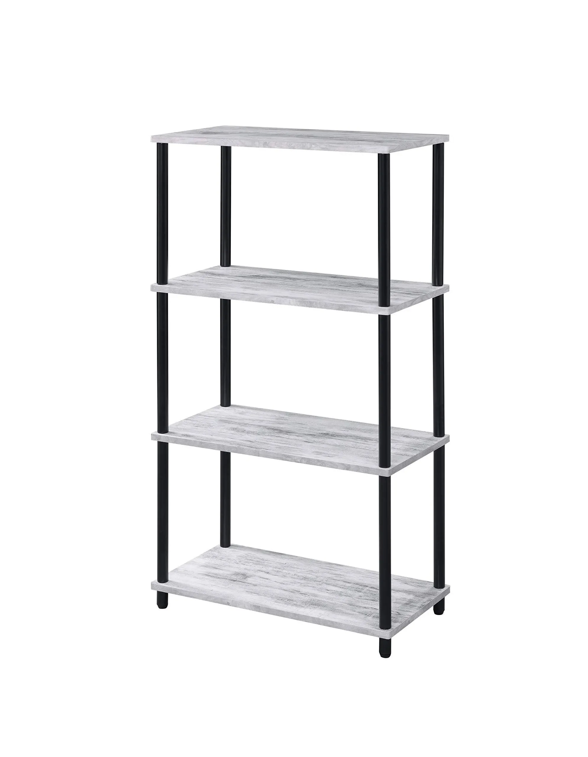 Acme Nypho 4 Wooden Shelves Rectangular Bookshelf in Antique White and Black