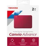 Toshiba Canvio Advance 1TB Portable External Hard Drive Red