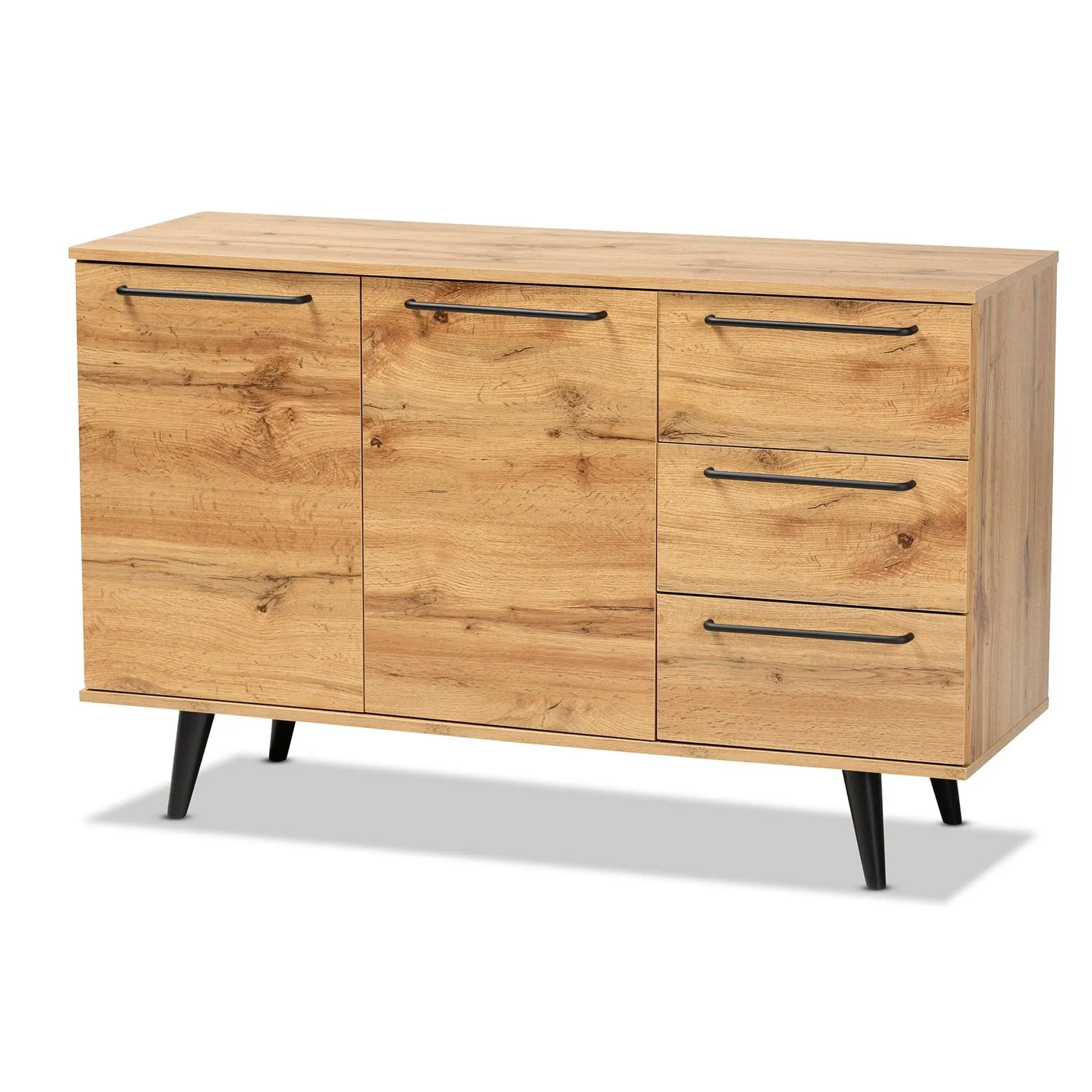 Radley Modern and Contemporary Transitional Oak Brown Finished Wood 3-Drawer Sideboard Buffet